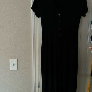 Elegant Black Button-Down Dress